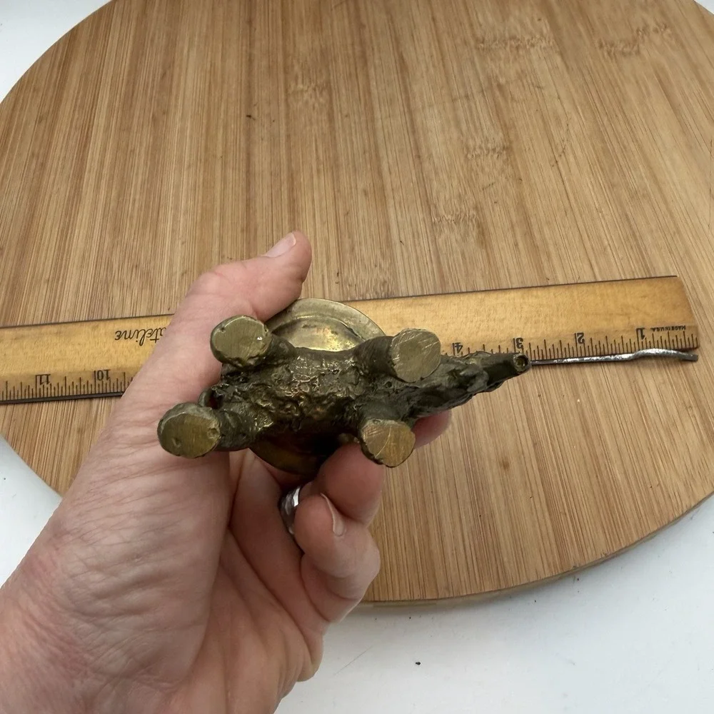 Vintage Solid Brass‎ Elephant Corkscrew Candle Base Barware